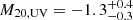 $ M_{20, \mathrm {UV}} = -1.3_{-0.3}^{+0.4} $