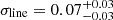$ \sigma _{\mathrm {line}}=0.07^{+0.03}_{-0.03} $