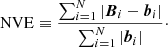 $$ {\mathrm {NVE}} \equiv \frac {\sum _{i=1}^{N}|\boldsymbol {B}_i - \boldsymbol {b}_i|}{\sum _{i=1}^{N}|\boldsymbol {b}_i|}\cdot $$