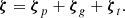 $$ \boldsymbol {\zeta }=\boldsymbol {\zeta }_{p}+\boldsymbol {\zeta }_{g}+\boldsymbol {\zeta }_{t}. $$