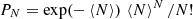 $ P_N = \exp (-\left \langle N\right \rangle )\,\left \langle N\right \rangle ^N/N! $