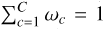 $\Sigma _{c = 1}^C\omega = 1$