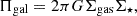 $$ \Pi _{\mathrm {gal}} = 2\pi G\Sigma _{\mathrm {gas}}\Sigma _{\star }, $$