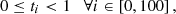 $$ 0 \leq t_i \lt 1 \quad \forall i \in \left [0, 100 \right ], $$