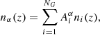 $$ \begin{aligned} n_\alpha (z) = \sum _{i = 1}^{N_G} A^\alpha _i n_i(z), \end{aligned} $$