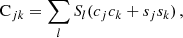 $$ \begin{aligned} \mathrm{C}_{jk}=\sum _{l} S_l (c_j c_k + s_j s_k)\,, \end{aligned} $$