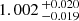 $ 1.002 \,^{+0.020}_{-0.019} $