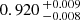 $ 0.920 \,^{+0.009}_{-0.008} $