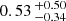 $ 0.53 \,^{+0.50}_{-0.34} $