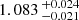 $ 1.083 \,^{+0.024}_{-0.021} $