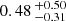 $ 0.48 \,^{+0.50}_{-0.31} $