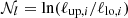 $ {\cal {{N}}}_l = \ln (\ell _{{\mathrm {up}},i}/\ell _{{\mathrm {lo}},i}) $