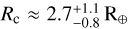 $R_{\mathrm{c}} \approx 2.7_{-0.8}^{+1.1} \mathrm{R}_{\oplus}$