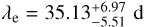 $\lambda_{\mathrm{e}}=35.13_{-5.51}^{+6.97} \mathrm{~d}$