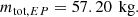 $$ \begin{aligned} m_{\text{tot},EP} = 57.20\,\text{ kg}. \end{aligned} $$
