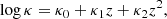 $$ \begin{aligned} \log \kappa =&~ \kappa _0 + \kappa _1 z + \kappa _2 z^2,\end{aligned} $$
