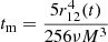 $$ t_{\mathrm {m}}=\frac {5r_{12}^{4}(t)}{256\nu M^{3}} $$