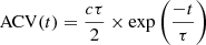 $$ {\mathrm {ACV}}(t) = \frac {c\tau }{2}\times \exp \left (\frac {-t}{\tau }\right ) $$