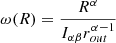$$ \begin{aligned} \omega (R) = \frac{R^\alpha }{I_{\alpha \beta } r_{out}^{\alpha -1}} \end{aligned} $$
