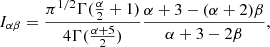 $$ \begin{aligned} I_{\alpha \beta } = \frac{\pi ^{1/2}\Gamma (\frac{\alpha }{2}+1)}{4\Gamma (\frac{\alpha +5}{2})} \frac{\alpha +3 - (\alpha +2)\beta }{\alpha +3-2\beta }, \end{aligned} $$