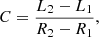 $$ C = \frac {L_2-L_1}{R_2-R_1}, $$