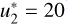 $u_2^ \star = 20$