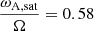 $ \frac{\omega_{\mathrm{A,sat}}}{\Omega} = 0.58 $