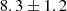 $ \phantom{0}8.3 \pm 1.2\phantom{0} $