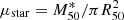 $ \mu_{\mathrm{star}}=M^{*}_{50}/\pi R_{50}^2 $