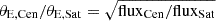 $ \theta _{\mathrm {E, Cen}}/\theta _{\mathrm {E, Sat}} = \sqrt {{\mathrm {flux_{Cen}}}/{\mathrm {flux_{Sat}}}} $