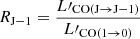 $ R_\mathrm{J{-}1}=\frac{L\prime_\mathrm{CO(J\rightarrow {J{-}1} )}}{L\prime_{\mathrm{CO(1\rightarrow0)}}} $