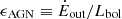 $ \epsilon_{\mathrm{AGN}}\equiv \dot{E}_{\mathrm{out}}/L_{\mathrm{bol}} $