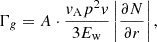 $$ \Gamma _g = A\cdot \frac {v_{\mathrm {A}}p^2v}{3E_{\mathrm {w}}}\left |\frac {\partial N}{\partial r}\right | {\textrm {, }} $$