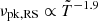 $ \nu _\mathrm {pk,RS}\propto {\tilde {T}}^{-1.9} $
