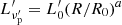 $ L^{\prime}_{\nu ^{\prime}_\mathrm {p}} = L^{\prime}_0(R/R_0)^a $