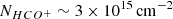$ N_{HCO^+}\sim 3\times 10^{15}\,{\mathrm {cm}}^{-2} $