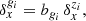 $$ \begin{aligned} \delta _x^{{g}_i}=b_{{g}_i} \, \delta _x^{z_i}, \end{aligned} $$