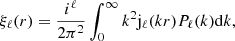 $$ \begin{aligned} \xi _{\ell }(r) = \frac{i^{\ell }}{2 \pi ^2} \int _0^{\infty } k^2 \mathrm{j}_\ell (k r) P_{\ell }(k) \mathrm{d} k, \end{aligned} $$