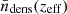 $ \bar{n}_{\mathrm{dens}}(z_{\mathrm{eff}}) $