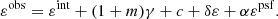 $$ \begin{aligned} \varepsilon ^{\mathrm{obs}} = \varepsilon ^\mathrm{int} + (1+m) \gamma + c + \delta \varepsilon + \alpha \varepsilon ^\mathrm{psf}. \end{aligned} $$
