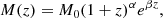 $$ \begin{aligned} M(z) = M_0 (1+z)^\alpha e^{\beta z}, \end{aligned} $$