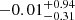 $ -0.01^{+0.94}_{-0.31} $