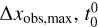 $\[\Delta x_{\text {obs, } \max }, t_{0}^{0}\]$