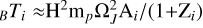 $_B T_i\approx $H$^2 $m$_p\Omega_J^2 $A$_i/(1+$Z$_i)$