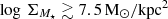 $ \log \,\Sigma _{M_\star } \gtrsim 7.5 \,\mathrm {M_\odot /kpc^{2}} $