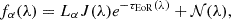 $$ f_{\alpha }(\lambda ) = L_{\alpha } J (\lambda ) e^{-\tau _{\mathrm {EoR}}(\lambda )} + {\cal {{N}}}(\lambda ), $$