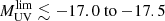 $ M_{\mathrm {UV}}^{\mathrm {lim}} \lesssim {-}17.0\ {\mathrm {to}}\ {-}17.5 $
