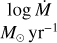 ${\rm{log}}\,\dot M\,{M_ \odot }{\rm{y}}{{\rm{r}}^{ - 1}}$