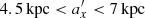 $ 4.5\,{\mathrm {kpc}} < a_x^{\prime}< 7\,{\mathrm {kpc}} $