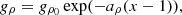 $$ g_{\rho } = g_{\rho _0} \exp (-a_{\rho }(x-1)), $$